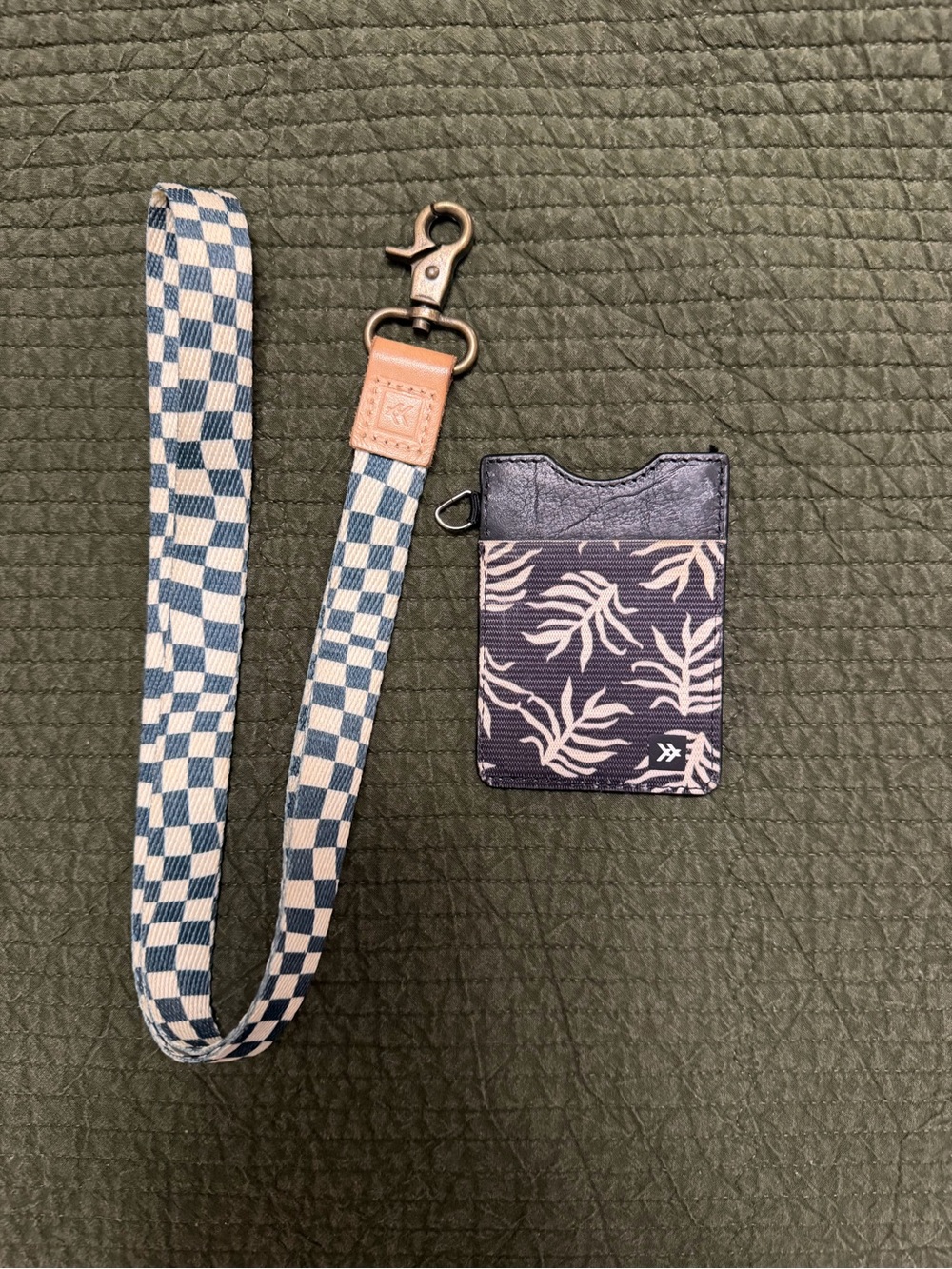 Thread: Blue Checkered Lanyard with Navy Floral Card Holder